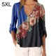 thumbnail image 1 of Blusa Camisa con cuello en V y estampado floral Blusa suelta de manga larga Top de mujer, Azul, 5XL Monstrate AP002021-56, 1 of 5