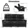 thumbnail image 3 of IPKIG 74" RV 3-Seater Manual Recliner Sofa with Flip Backrest, Drawer, USB Ports, AC Sockets & Cup Holders for Home Theater & Living Room, PU Leather Black, 3 of 10
