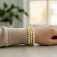 thumbnail image 3 of Bling Jewelry Womens Beige Yellow Jade Gemstone 8MM Bead Stackable Strand Stretch Bracelet Set of 3, 3 of 4