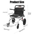 thumbnail image 6 of Travel Wheelchair for Adults Foldable, Carbon Steel Frame Supports 120kg, 20" Wide Seat & Telescopic Handle, 12" Rear Wheels No Assembly, for Airport & Outdoor Travel L, 6 of 8
