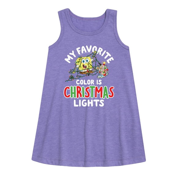 SpongeBob SquarePants - My Favorite Color Is Christmas Lights - Toddler and Youth Girls A-line Dress