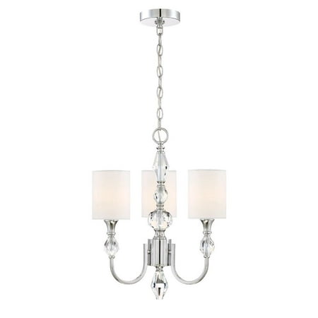 

Designers Fountain 89983-CH Evi - Three Light Chandelier Chrome Finish with White Linen Shade with Clear Faceted Crystal