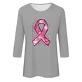 thumbnail image 3 of Hfnxid Breast Cancer Awareness Tshirt Shirts for Women 3/4 Sleeve Pink Ribbon Graphic T-Shirt Crew Neck Inspirational Hope Top, 3 of 4