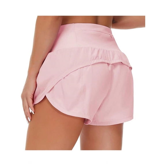 Womens High Waisted Running Shorts Quick Dry Athletic Workout Shorts With Mesh Liner Zipper Pockets Loose Fit