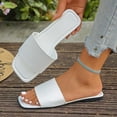 thumbnail image 5 of Gpaecead Women Square Toe Flat Beach Slippers Solid Color Outdoor Cushioned Non Slip Spring Summer Casual Shoes,White, 5 of 8