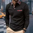 thumbnail image 2 of Charmgo Mens T-Shirts Clearance, Men's Fashion Spring and Autumn Casual Long Sleeve Button Solid Color Long Sleeve T Shirt Top Golf Shirts for Men, Polo Shirts for Men Black L, 2 of 4