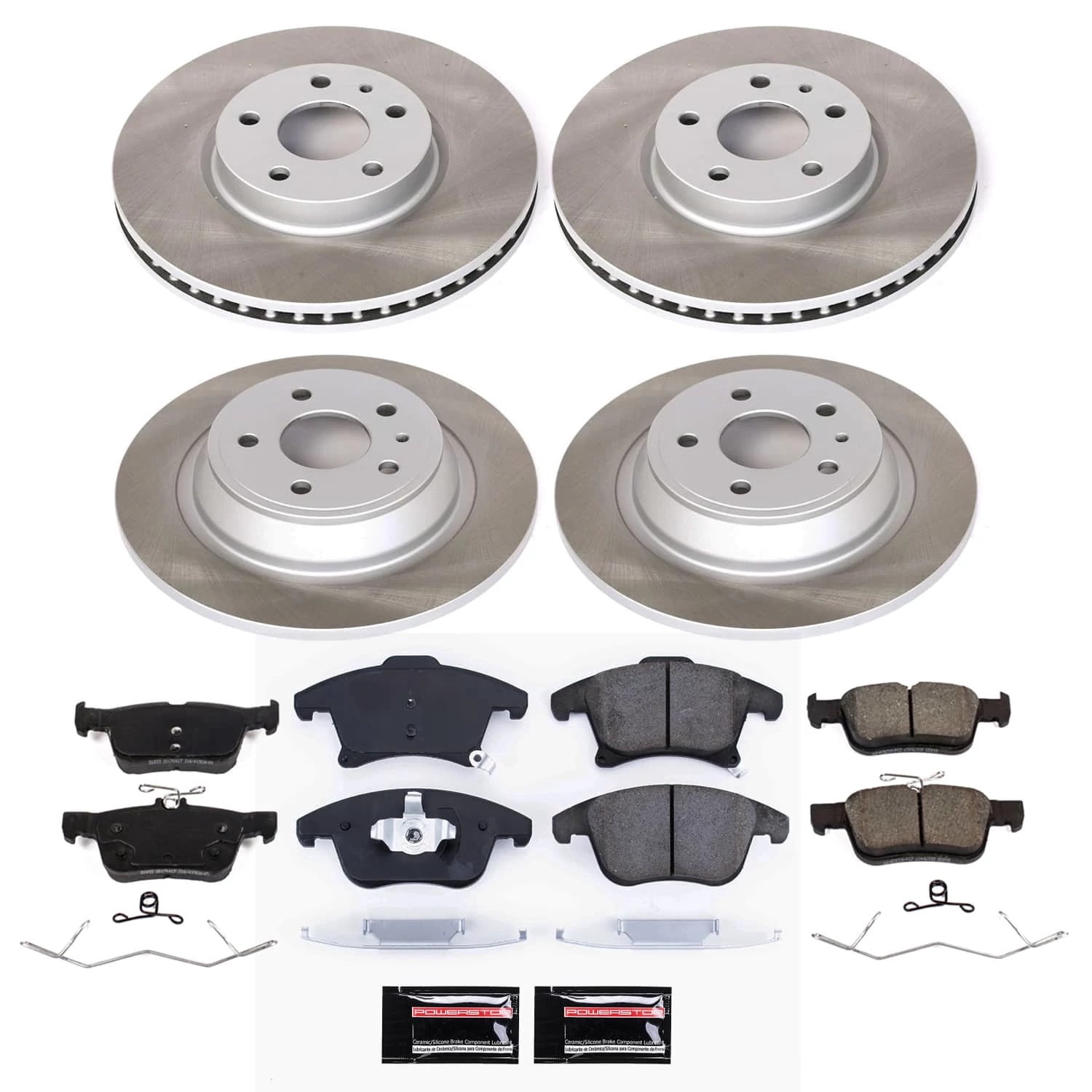 PowerStop Front and Rear Semi-Coated Rotor and Low-Dust Ceramic Brake Pad Kit SC8541