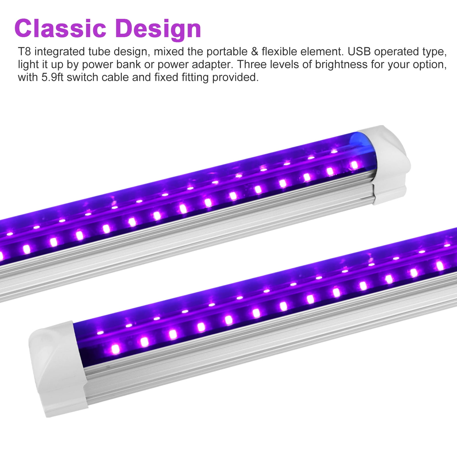 365nm 40 LED 5V 10W UV Ultraviolet Strip Light Bar Aousthop USB Party Lamp  Modern Art Style New 32cm