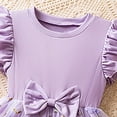 thumbnail image 5 of Purple Kids Girls Floral Embroidered Tulle Dress A-Line Bow Ruffle Cap Sleeve Breathable Lightweight Summer Party Princess 3T,Size 3 T, 5 of 6