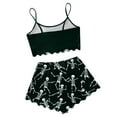 thumbnail image 5 of Bjutir Womens Halloween Pajamas Set Sleeveless Vest Shorts Set Casual Halloween Print Comfortable Sleepwear Set Dark Green, 5 of 5