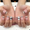 thumbnail image 2 of Halloween Short Press On Nails Short 24Pcs, Spooky House Mansion Bats Gradient Spooky Fake Nails Set, Reusable False Nails for Party Trick-or-Treat Fall Daily Wear Women Girls, 2 of 7