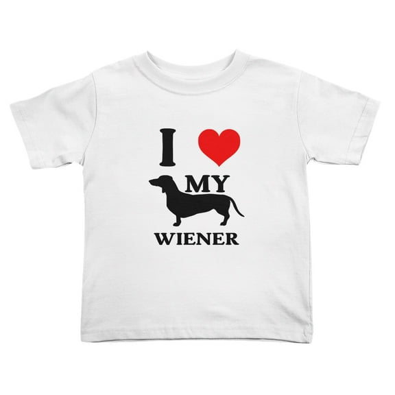 I Love My Wiener Dachshund Dog Cute Toddler T-Shirts for Boys Girls (White, Youth S)