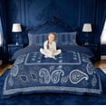 thumbnail image 2 of meiyoeat Navy Blue Paisley Duvet Cover Queen For Kids,Bohemian Exotic Style Queen Bedding For Adult,Navy Blue Reversible,3pcs(No Comforter), 2 of 6
