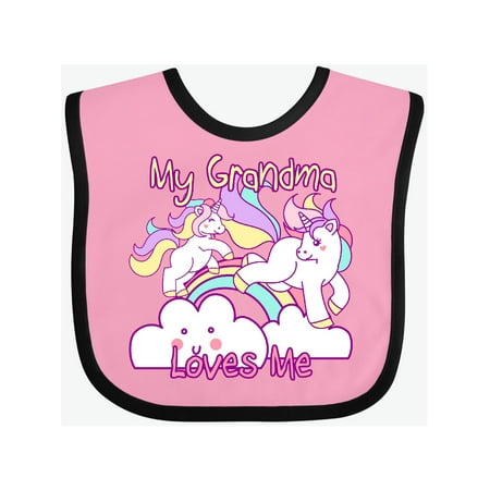 

Inktastic My Grandma Loves Me Unicorn Gift Baby Girl Bib