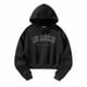 thumbnail image 5 of Sudadera con Capucha Recortada para Mujer, Sudadera con Capucha, Ropa para Mujer, Sudadera con Capucha con cordón Simple Negra, Jersey para Fiesta de SG, 5 of 10