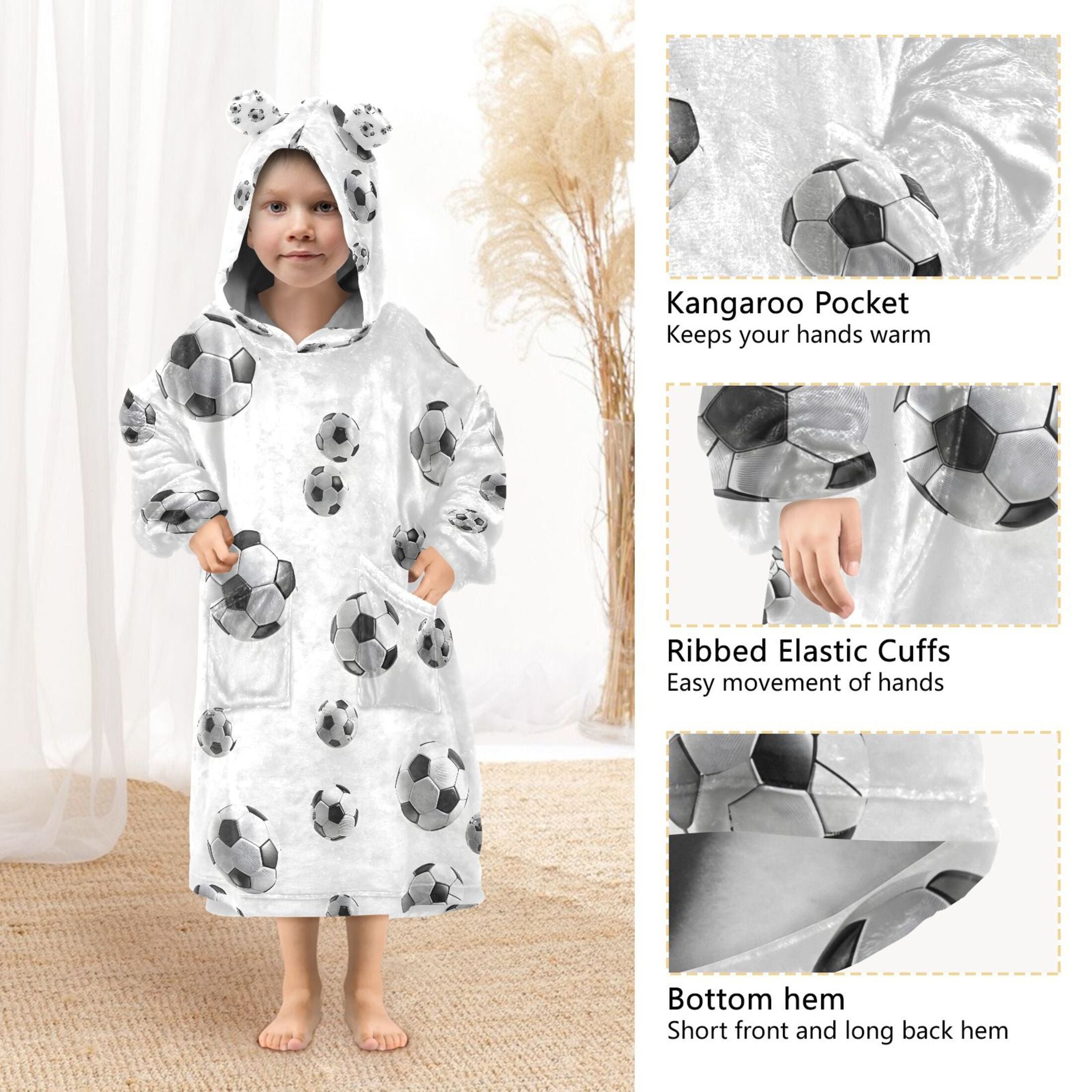 joogoo Blanket Hoodie for Soccer Football Oversize Sweatshirt 3-14 YR L