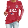thumbnail image 2 of Domuza 4th Of July Patriotic Shirts for Women American Flag Graphics Long Sleeve Blouses Casual Crew-Neck T-Shirts Summer Trendy Clothing Red XXXL, 2 of 4