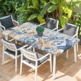 thumbnail image 2 of Blue Starfish Coastal Table Cloths for 6 Foot Rectangle Tables, Eucalyptus Summer Nautical Shell Vintage Patio Waterproof Elastic Fitted Tablecloths, Washable Rectangular Table Cover for Camping, 2 of 8