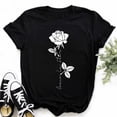 thumbnail image 3 of Plus Size Maycaur New Fashion Gold Rose Print Women T Shirt Harajuku Short Sleeves Tshirts Casual O-neck Top Tee Black T-shirt, 3 of 5