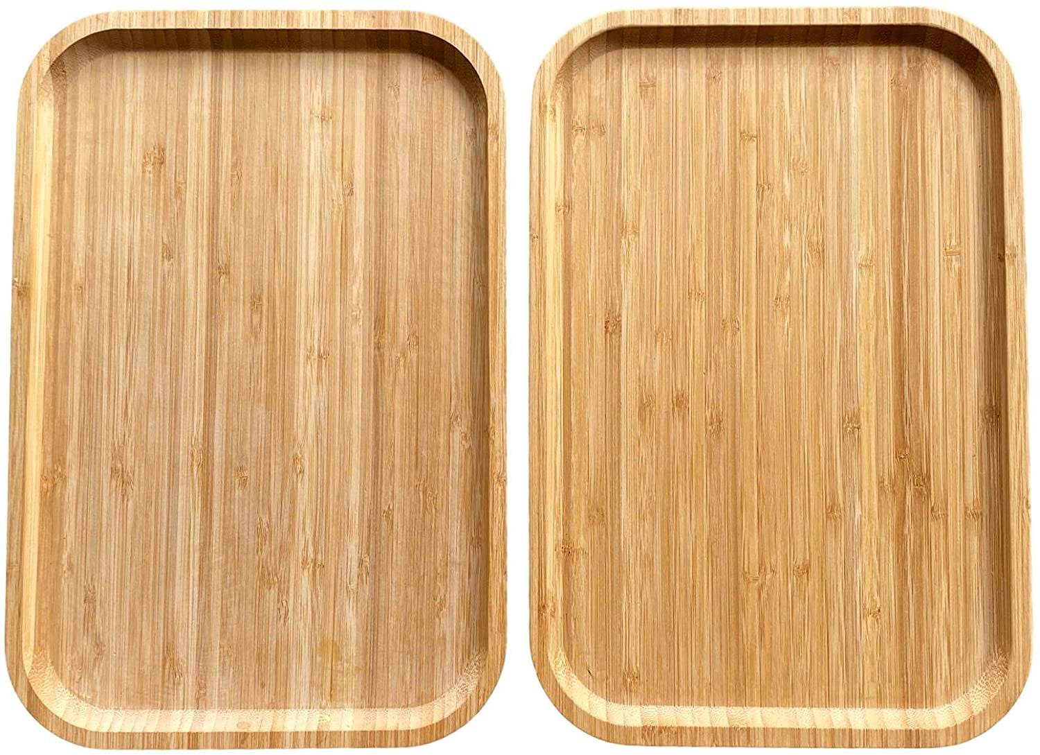 Bamboo Serving Platter Tray Cheese Charcuterie Decorative Bathroom Kitchen Dish Eco-Friendly Wood 1 Large 15.75 x 11.75, Natural Bamboo 