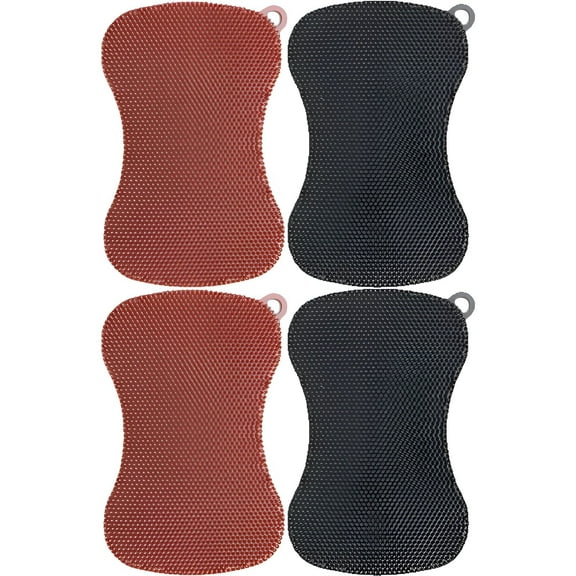 ACDANC Silicone Dish Scrubber,Double-Sided Dishwashing Brush Dish Sponges Kitchen,Hanging Design Cleaning Sponges,Color Mixing1