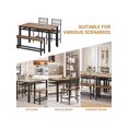 thumbnail image 3 of Bingirl 4 - Piece Dining Table Set for 4 People: Kitchen Table with 2 Chairs, 1 Bench, Storage Rack, and Metal Frame - Perfect for Small Space Apartments (Brown), 3 of 7