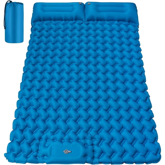 Double Camping Sleeping Pad 4 Inch Extra Thick 2 Person Inflatable Mattress with Built-in Foot Pump Pillow Ultralight Self Inflating for Tent Backpacking Hiking Travel RV