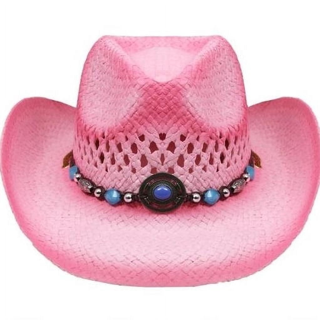 Hot Pink Ombre Tea Stain Paper Straw COWBOY HAT Beach  display picture 3