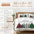 thumbnail image 6 of Merry Christmas Bedding Duvet Cover Set Twin Size 4 Pieces Red Green Black Xmas Tree Floral Border Bedding Set with Zipper Closure, 1 Comforter Cover 68x86 Inches 1 Flat Sheet & 2 Pillow Cases, 6 of 7