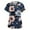 A001-Dark Blue, variant on SAATLERI Scrubs for Women Stretchy Short Sleeve V-Neck Scrub Tops Funny Floral Print Medical Uniforms Plus Size Working T-Shirts with Pockets