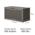 thumbnail image 3 of Uforic 100 Gallon Large Resin Deck Box, Waterproof Lockable Outdoor Storage Container for Patio Garden, Light Brown, 3 of 8