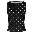 thumbnail image 5 of idosla Women Polka Dot Tank Tops Sleeveless Crew Neck Print Basic Casual Slim Fit T Shirt Y2k Trendy Going Out Top (Black, XL), 5 of 6