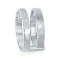 thumbnail image 2 of Sterling Silver Italian Designer Double Band w/ CZ Matte Bonded Ring, 2 of 4