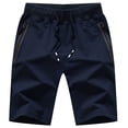 thumbnail image 6 of BUWTTED Mens Athletic Shorts with Zipper Pockets 9 Inch Cotton Blue Sweat Shorts with Drawstring Elastic Waist Running Gym Workout Shorts, 6 of 8