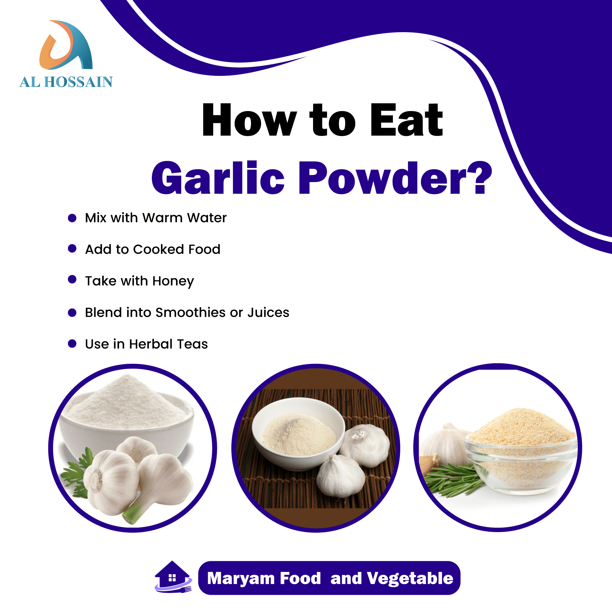 Al Hossain Indian Natural Garlic Powder bulk 11 LBS/ 5kg (176 oz). Gluten-Free. Garlic powder seasoning. Bold Flavor & Natural Aroma for Cooking.