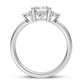 thumbnail image 2 of Bow Jewelry 14K White Gold Plated - Cushion Cut 3-Stone Engagement Wedding Ring - Hidden Halo Cathedral Shank Lab-Created Moissanite Ring for Women - Timeless Engagement Ring, Perfect Proposal Gift, 2 of 3