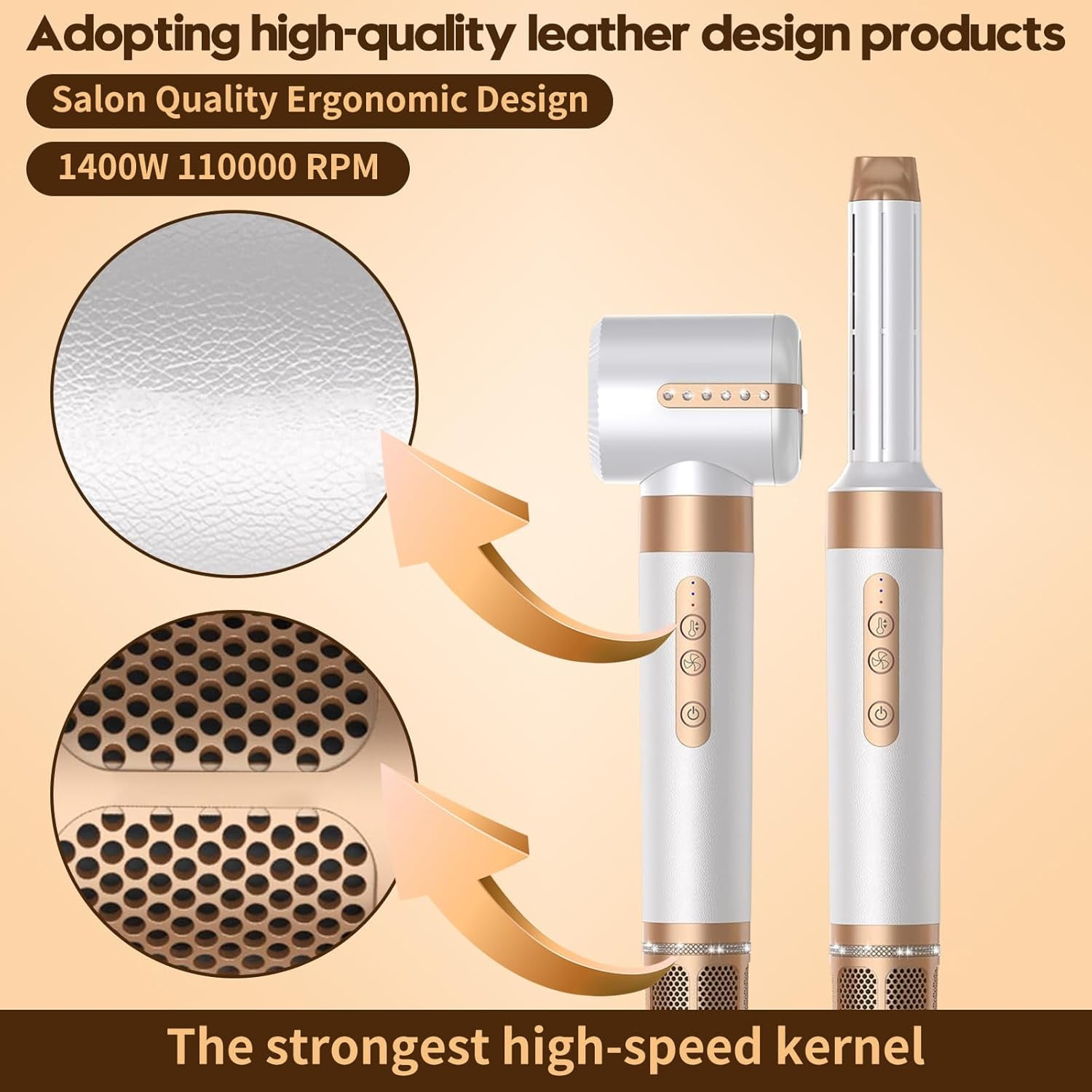 Blow Dryer Brush, 7 in 1 Hair Dryer Brush Blow Dryer with 110000PRM High-Speed Negative Ionic, Multistyler Hair Styling Tools with Curling Wand Straightener Brush Volumizer, Auto Air Curler