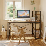 Bestier 55 inch Computer Desk with 4-Tier Shelves Craft Table Writing Study Table, Rustic Brown