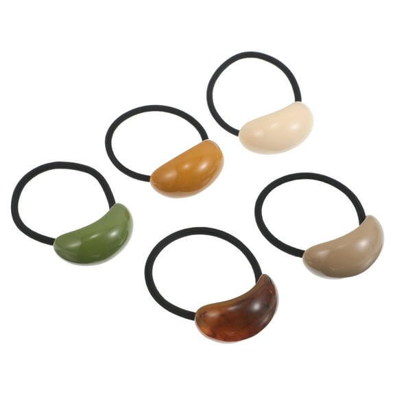 SEWCHICS Elegant Oval Ponytail Holder Assorted Colors Versatile Durable Elastic 5Pcs