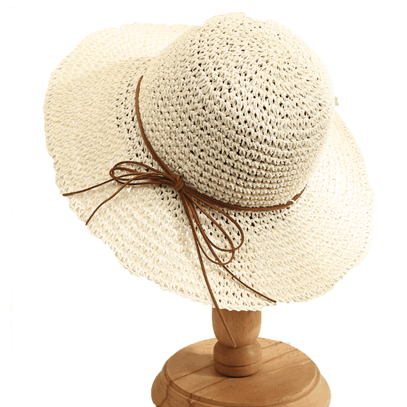 TELOLY Sun Hat Bow Decoration Bucket Hats for Woman Big Brim Sun Hats for Women,Off-White