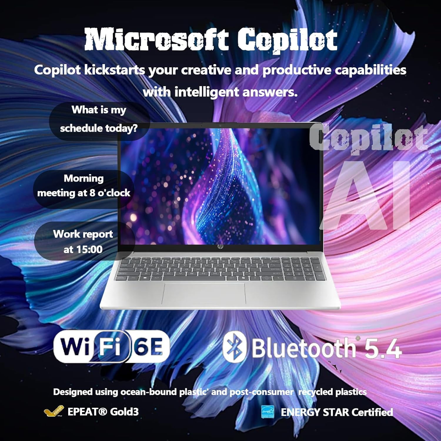 HP Touchscreen Laptop, Intel Core i3-1315U, 16GB RAM, 512GB SSD, 15.6" 250 nits Anti-Glare Display, Copilot-AI Chat, Windows11 Pro Computer for Business & Students