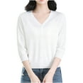 thumbnail image 2 of ITSAME Womens 3/4 Sleeve Cardigan, Lightweight Comfort V Neck Buttons Button Down Casual Knit Outwear White Free Size, 2 of 7