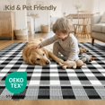thumbnail image 4 of ODIKA 9'x12' Washable Area Rug Low Pile, Flatwoven, Door Plaid Welcome Checkered Farmhouse Border Centered Field for Great Room, Indoor Concept, Large Living, 4 of 7