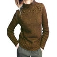 thumbnail image 1 of Capreze Winter Warm Jumper Tops Cable Pullover for Women Casual Knitted Sweaters Work High Neck Sweater Khaki 3XL, 1 of 2