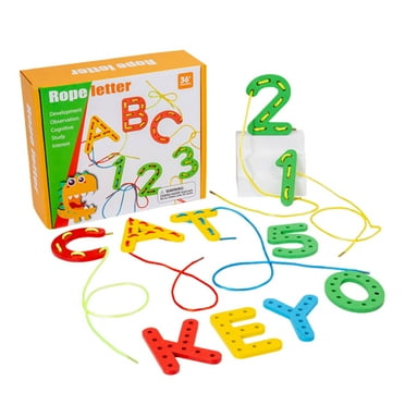 Twfbrm Alphabet Lacing Cards,Threading Toys for Toddler Arts Crafts,Shoe Tying Practice Letter ABC Learning Games Fine Motor Skills Educational Preschool Kindergarten Quiet Time Activities