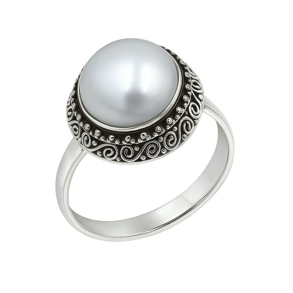 Natural Pearl Gemstone Real 925 Sterling Silver Adjustable Handmade Finger Ring For Women, Unique Ethnic Tribal Designer Filigree Engraving Fashion Modern Party Oxidized Jewelry, June Birthstone