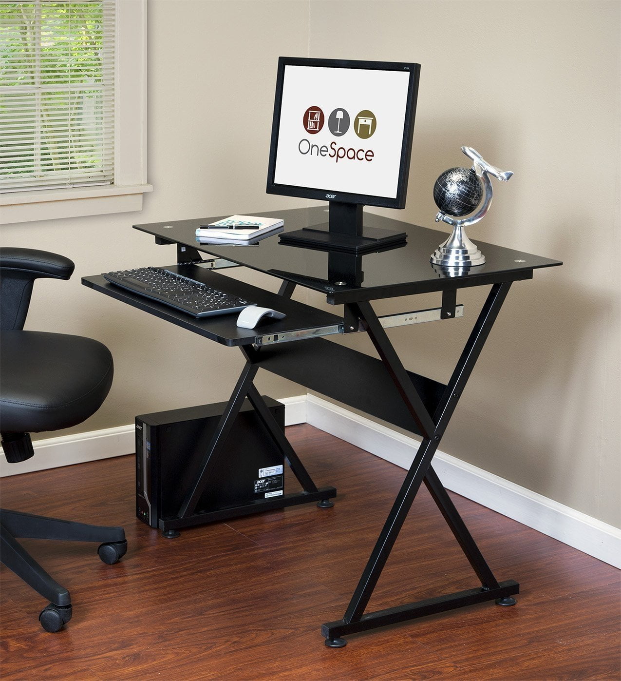 Onespace 50 Jn1201 Ultramodern Glass Computer Desk With Pull Out Onespace 50 Jn1201 Ultramodern Glass Computer Desk With Pull Out Keyboard Tray White Com