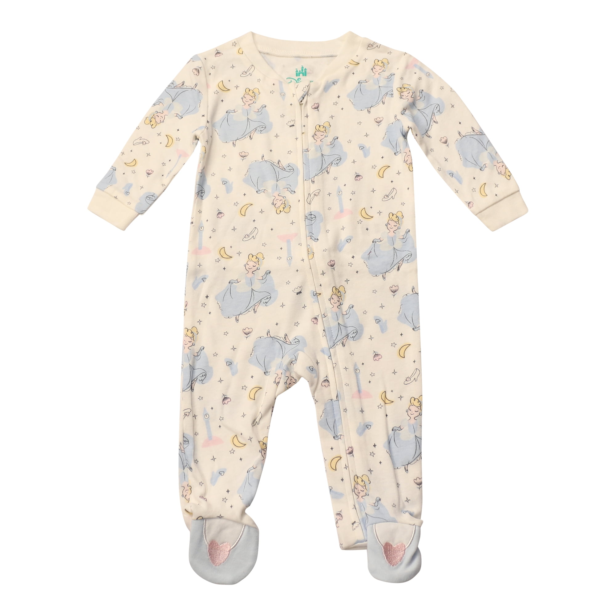 Disney Clothes Baby Girls 2-Pack Quilted Footie Coveralls - Minnie Mouse, Princess Cinderella and Tiana Bodysuits (0/3M-6/9M)