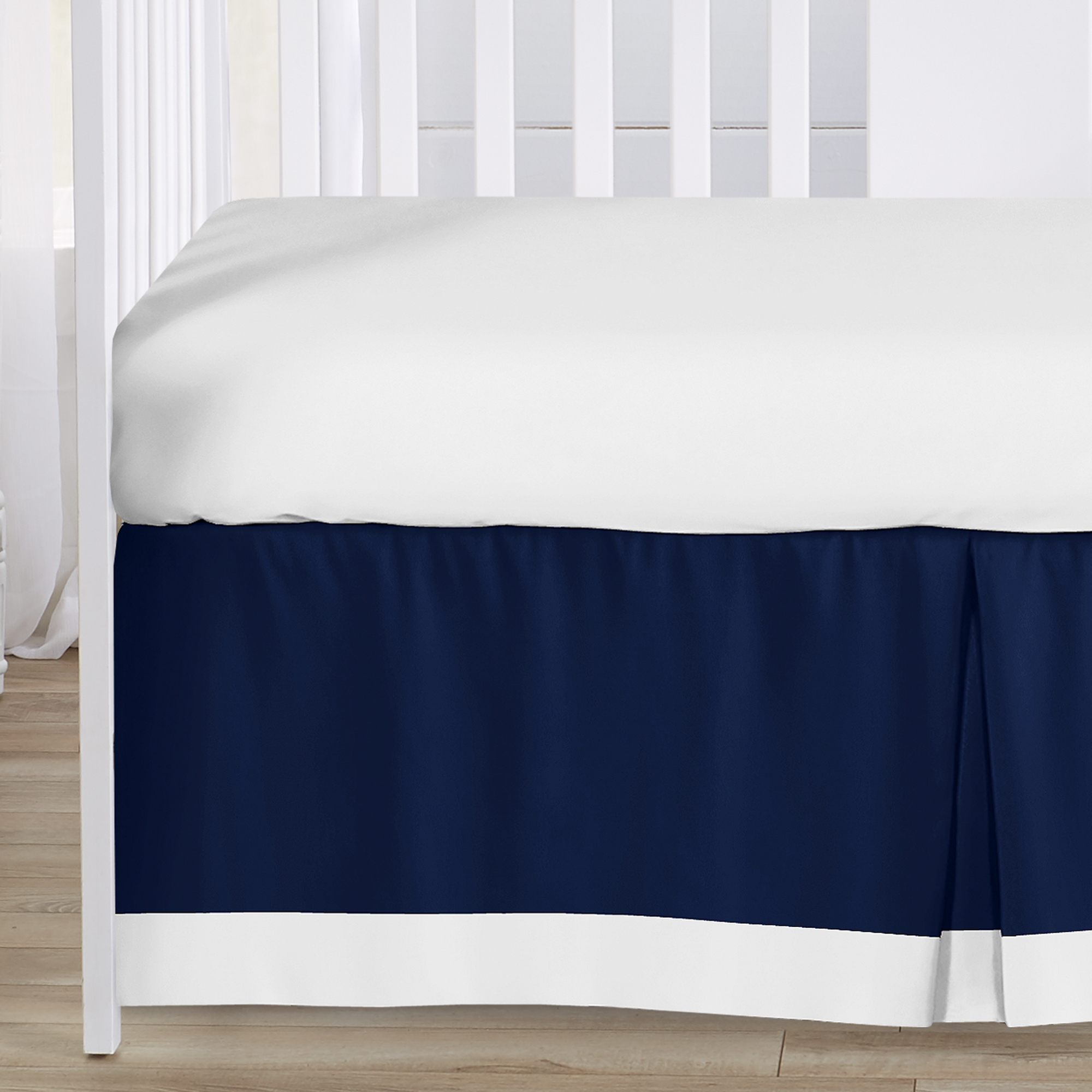 Stripe Navy and Gray 4 Piece Microfiber Crib Bedding Set by Sweet Jojo Designs