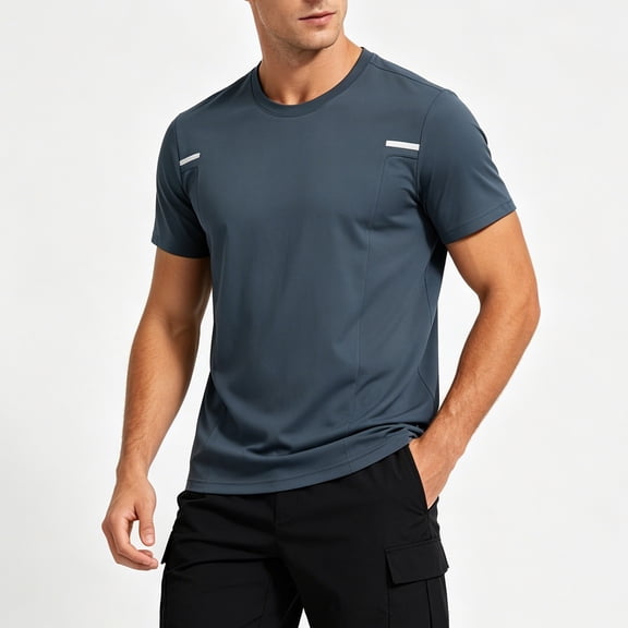 Yaoyar Men's Dry Fit Shirts Mesh Short Sleeve Athletic Lightweight Workout Performance Hiking Shirt